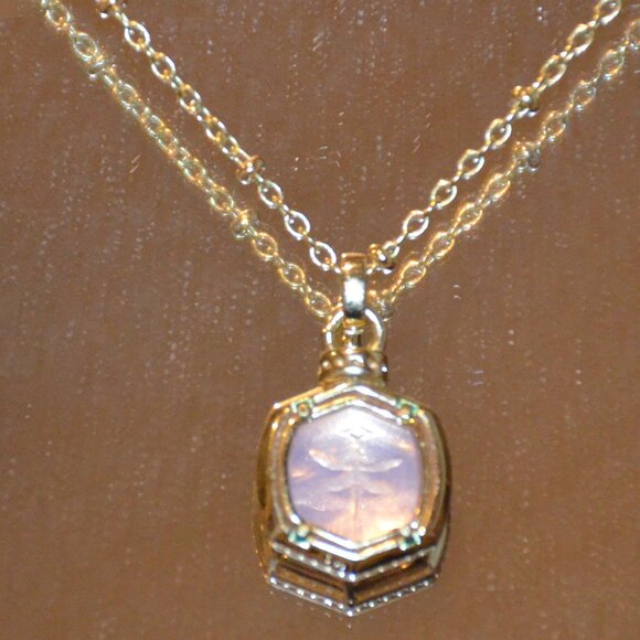 Kendra Scott Davie Pink Firefly Intaglio Double Strand Necklace in Gold Tone - Picture 5 of 6